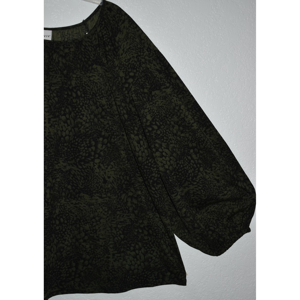 Ava & Viv Top 3X Green Floral Stretch Long Sleeve Lightweight‎ Flowey Pullover - Picture 12 of 16